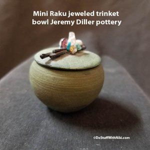 Mini Raku jeweled trinket bowl Jeremy Diller pottery